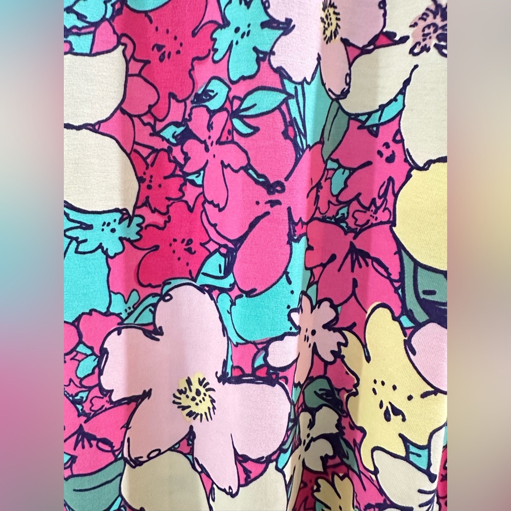 NWT SZ L Dani LuLaRoe Floral Print Maxi Dress in Pink and Yellow - Picture 4 of 7